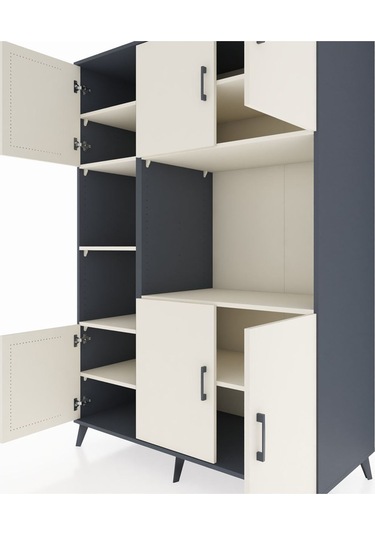 Kronos Dolap 9 Raflı 6 Kapaklı 132x59x195 Antrasit-aytaşı/aytaşı Antrasit