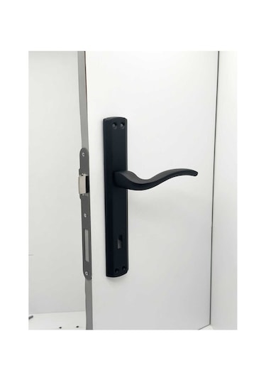 Trim Mat Siyah Lüx Aynalı Oda Kapı Kolu 1 Takım