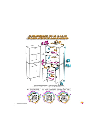 Modilayn Vio 85x163,4x32.5 Cm Çekmeceli, Kapaklı, Ekmeklikli. Mini/midi Mikrodalga Mutfak Dolabı Beyaz Modilayn Vio 85x163,4x32.5 Cm Çekmeceli, Kapaklı, Ekmeklikli. Mini/midi Mikrodalga Mutfak Dolabı Beyaz