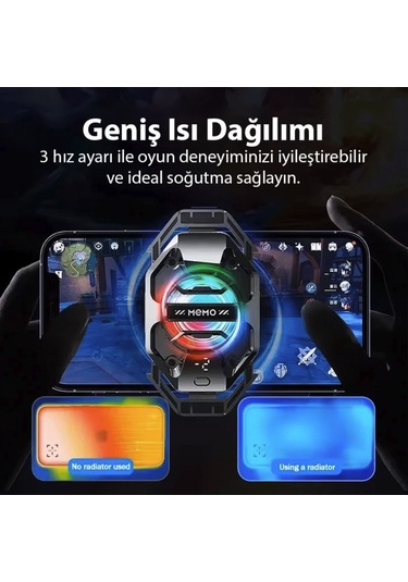 -2 Derece Turbo Telefon Soğutucu Fan Oyun Yayıncı Youtuber İçin Telefon Soğutucu Memo