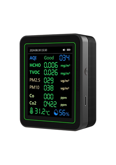 Gajeena Zn-mt14 Beyaz Ayaklı 12'li Hava Kalite Monitörü - Co, Co2, Pm2.5, Hcho Ve Tvoc Tespiti İle Ekranda Eğri Gösterim