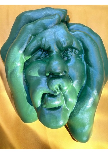 Soyut 3d Yüz Heykeli Modern Duvar Dekoru Çağdaş Yüz Formlu Duvar Heykeli 50x39 Cm Dev Heykel