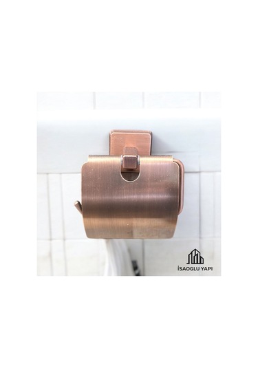 İsaoğlu Yapı Bakır Tuvalet Kağıtlık Kapaklı Bronz Banyo Tuvalet Kağıtlığı Pirinç Paslanmaz Bakır