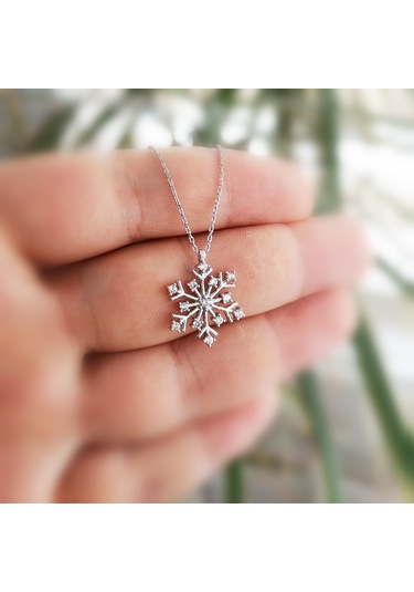 Gümüş Beyaz Taş Kar Tanesi Kolye G784Klr2 Altınsepeti