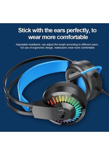 Willowhaven Ovleng Gt68 Kablolu Kulaklık - Oyun Mikrofonlu Işıklı, Ses Kontrol, 3.5mm+usb, 40mm Korna, Mavi Diğer Diğer