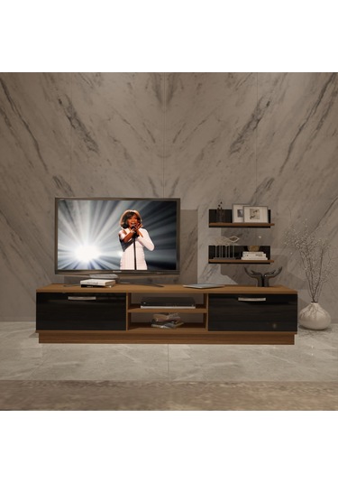 Decoraktiv Eko 4b Mdf Dvd Tv Ünitesi Tv Sehpası Ceviz - Siyah
