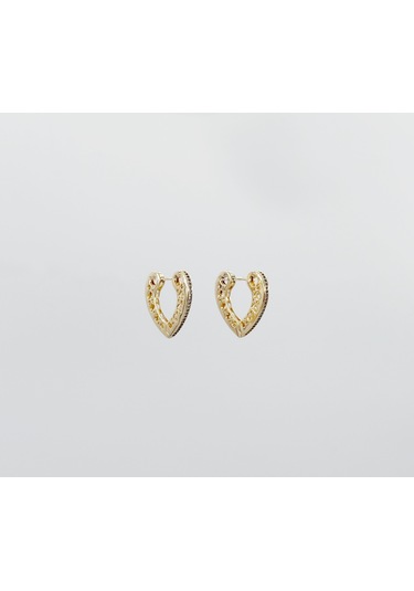 14k Gold Plated Ethnic Love Hoop Küpe Gold