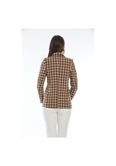 Kadın Karamel Ekose Ceket