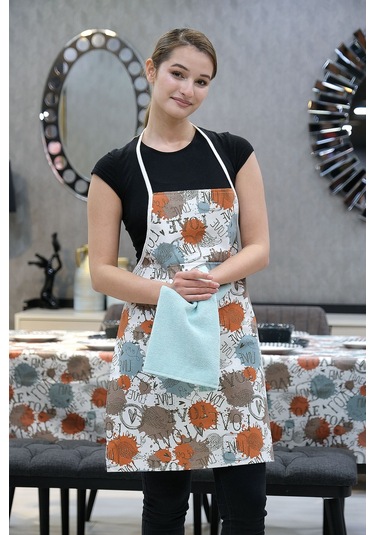 Damla Sıvı Geçirmez Masa Örtüsü Ve Mutfak Önlüğü Seti Runner Masa Örtüsü Modelleri Gri