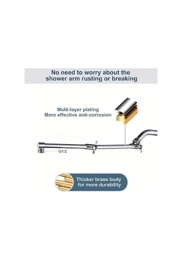 Fastbuy Challenger Krom Kaplama Duş Kolu Ve Yağmur Başlığı Seti - 40.64x20.32 Cm