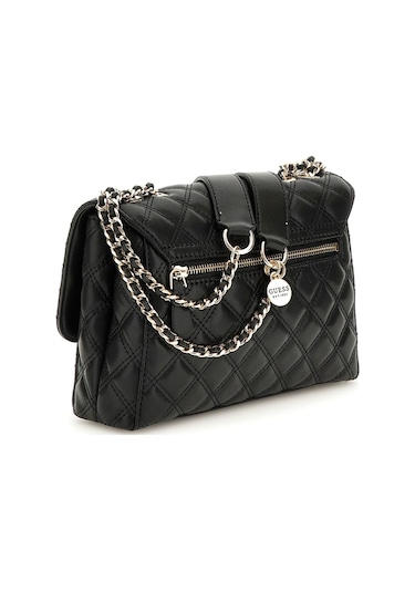 Kadın Kapitone Zincir Askılı Omuz Çantası - Siyah Siyah