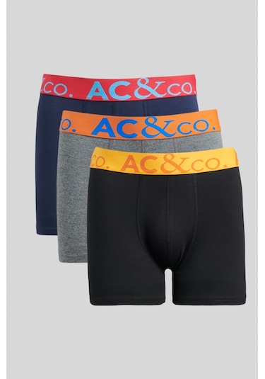 Ac&Co / Altınyıldız Classics Erkek Sıyah-Lacı-Antrasıt 3'Lü Boxer Paketi Antrasit