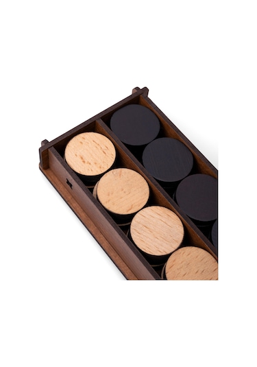 4 Numara Düz Ahşap Tavla Pulu Takımı