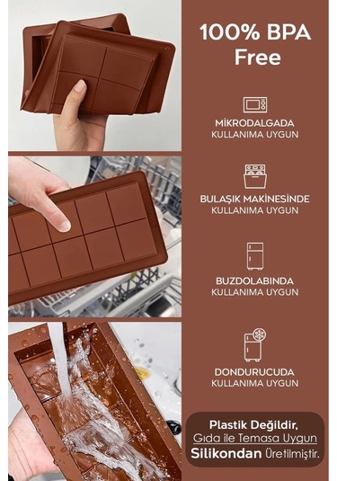 8 Bölme Bpa İçermez Esnek Dayanıklı Yüksek Isı Dayanıklı Dubai Çikolata Silikon Kalıbı Kabı 2 Adet Çok Renkli