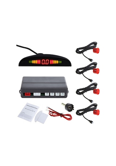 "4 Sensörlü Led Ekranlı Araç Park Radarı - Çocuk Ve Duvar Algılama, Yağmura Dayanıklı"