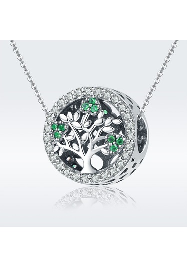 S925 Ayar Gümüş Hayat Ağacı Boncuk Aksesuarları Elmas Kolye Aksesuarları, Stil: Boncuk Zinciri Çok Renkli
