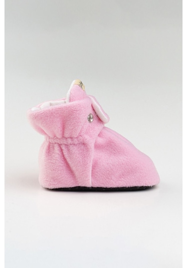 Organik Pamuk Astarlı, Bebek İlk Adım Ayakkabısı, Kaydırmaz Taban, Bebek Pandufu, Bej Patik Pembe