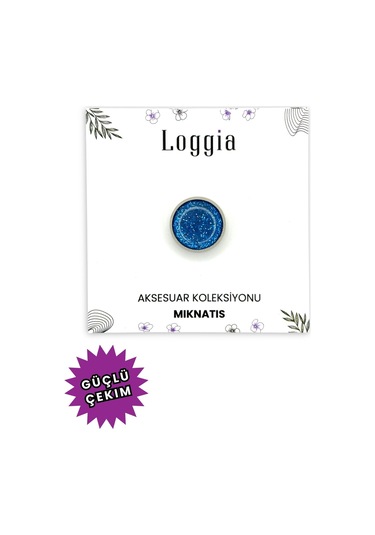 Eşarp Ve Şal Mıknatısı Simli Mavi - Başörtü Tutucu Kadın Tesettür Aksesuar Mıknatıs Mavi