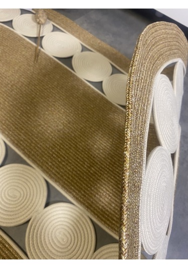 Cookie Jüt Hasırlı El Örgüsü Kilim Krem - Bej