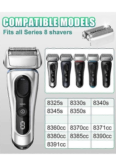 Braun Series 8 Elektrikli Tıraş Makinesi Model 8370c İçin 2 Parçalı 83m Yedek Başlıklar