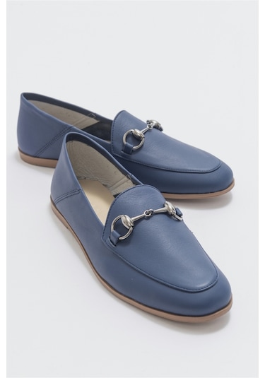 Luvishoes F03 Lacivert Cilt Kadın Babet Lacivert