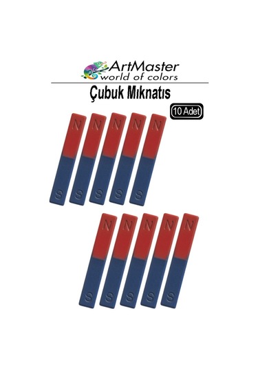 Çubuk Mıknatıs 10 Adet Deney Malzemesi Kırmızı Mavi Boyalı Okul Projeleri İçin I Şekilli Manyetik Çubuk Mıknatıs