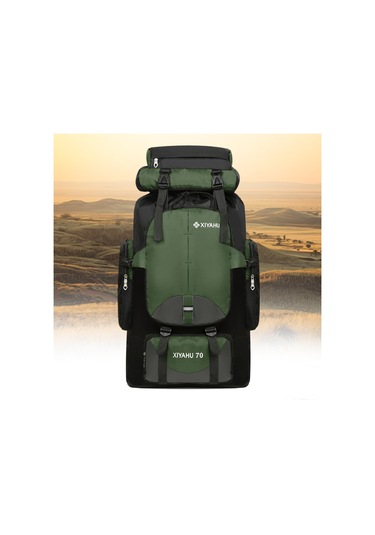 Lemestar Outdoor Spor Sırt Çantası 70l Büyük Kapasite Nylon Hiking Kamp Climbing Yolculuk Reflektör Çizgili Erkek Kadın Unisex Asker Yeşili Çok Renkli