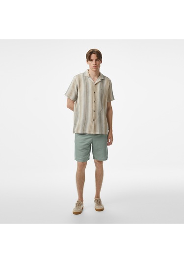 Nautica Erkek Bej Classic Fit Çizgili Gömlek W55414t Bej