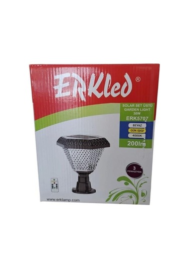 Erkled Solar Bahçe Armatürü Altıgen 30w Duvar Üstü 3 Renk Beyaz + 4000k + Günışığı Kumandalı