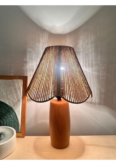 Hasır El Yapımı Bohem Çiçek Şekilli Ahşap Ayaklı Rustik Avize Kahverengi