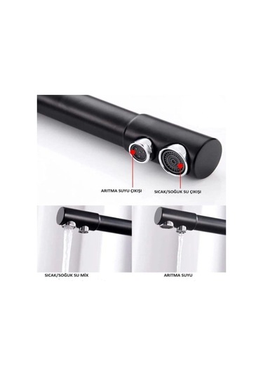 Paslanmaz Pirinç Arıtmalı Mat Siyah Eviye Bataryası Siyah