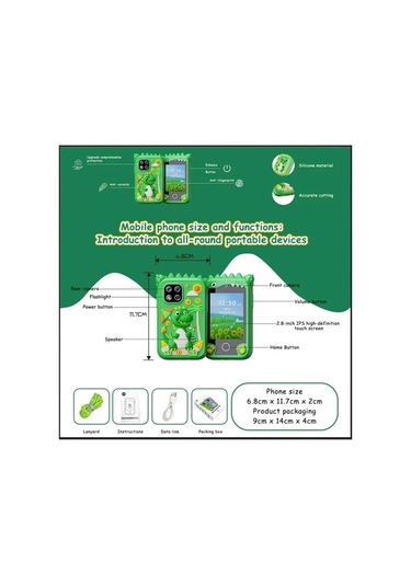Çocuklar İçin Eğitici Telefon Dokunmatik Ekran Çift Kameralı Fenerli Müzik Çalar Oyun Video Mor