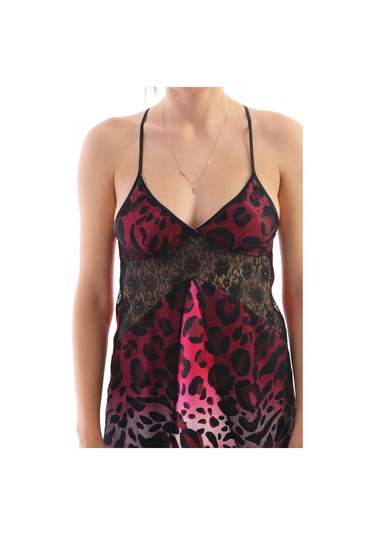Laperissa Kadın Leopar Desenli Saten Gecelik Dantelli Şık Ve Feminen Dokuma Uyku Elbisesi Çok Renkli