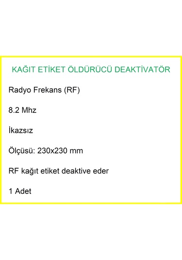 Kağıt Etiket Öldürücü Deaktivatör Rf 8.2 Mhz Uyarı Sistemsiz