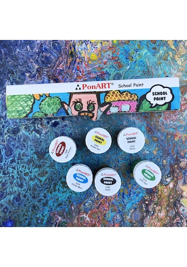 Ponart School Paint Çok Amaçlı Okul Boyası Seti 20 Ml. X 6 Renk Çok Renkli
