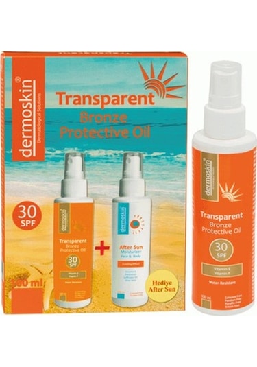 Dermoskin Transparent Bronze Oil SPF 30+ Bronzlaştırıcı Güneş Yağı 100 ML