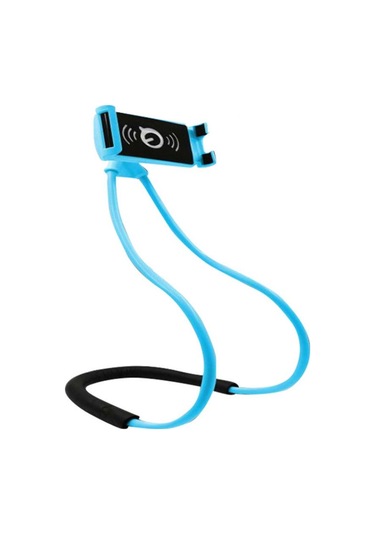 Mavi Evrensel 360 Derece Dönme Asılı Boyun Telefon Tablet Tutucu Braketi Standı