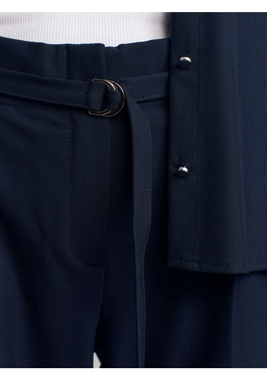 Dilvin 72180 Kemerli Geniş Paça Pantolon-lacivert Lacivert