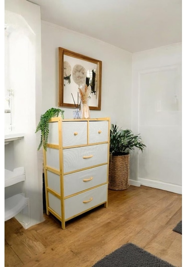 Digithome Bambu 5 Çekmeceli Dolap Çok Amaçlı Düzenleyici Organizer Şifonyer - B9198