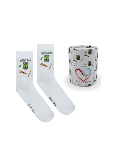Gost Liria Macha Socks Desenli Unisex Soket Çorap Beyaz