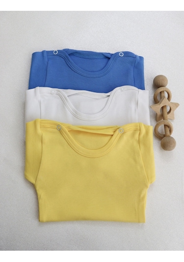 Kız-erkek Unisex 3'lü Paket Bebek Pamuklu Uzun Kollu Basic Cıtcıtli Body-zıbın 001