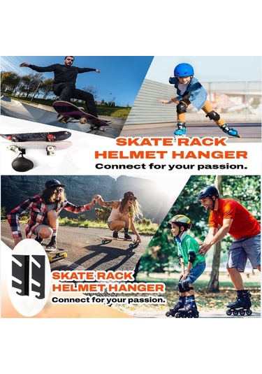 Yx018 1 Çift Dört Tekerlekli Kaykay Duvara Montaj Braketi Siyah