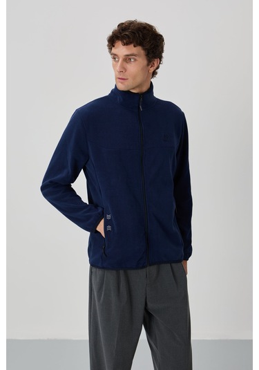 Standart Kalıp Dik Yaka 2li Paket İndigo-mint Yeşili Erkek Polar Sweatshirt - 87992 Indigo