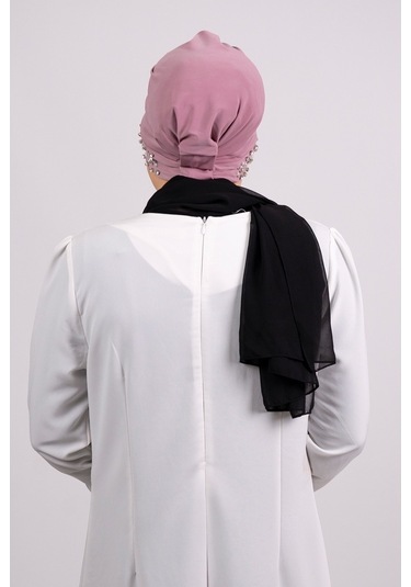 Gül Kurusu Pratik Hazır Geçmeli Tesettür Bone Sandy Kumaş Taşlı 1 Gülkurusu