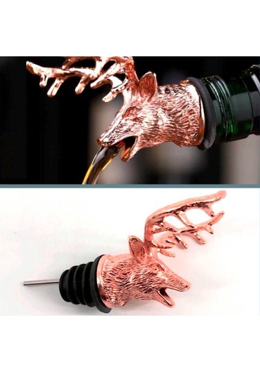 Omeniv Geyik Başı Şarap Servis Başlığı Bronz Roze Şarap Sunum