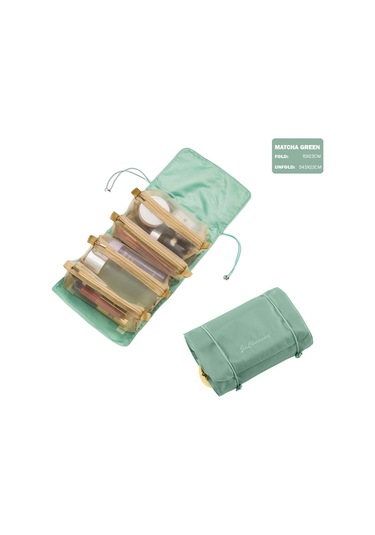 4'lü Kadın Kozmetik Çantası, Fermuarlı, Ayrılabilir, Katlanabilir, Makyaj Fırça Çantası 3