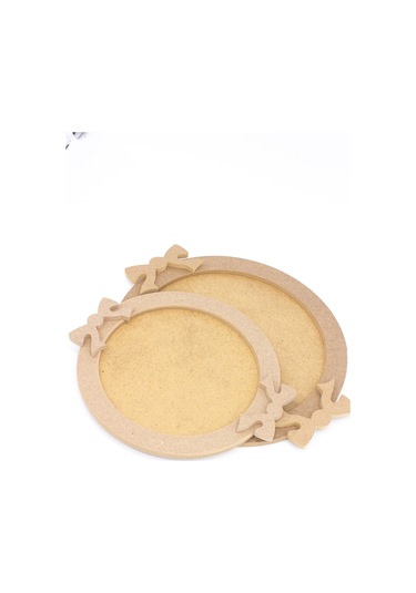 Na Neşeli Ahşap Ahşap Yuvarlak Fiyonklu Tepsi Ikili Takım.servis Sunum Tepsisi.boyanabilir Ahşap Tepsi.kendin Boya. Boyanabilir Ham Ahşap