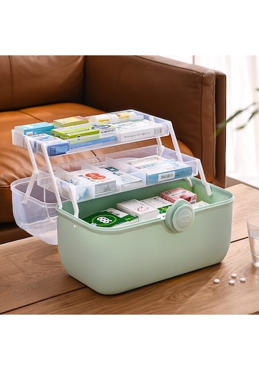 Mengtuo Ev Büyük Kapasiteli Çok Seviyeli İlaç Kutusu Pembe Trompet