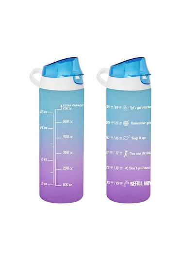 Herevin 161506-160 Su Şişesi Motivasyon Su Matarası Mavi 750 Cc