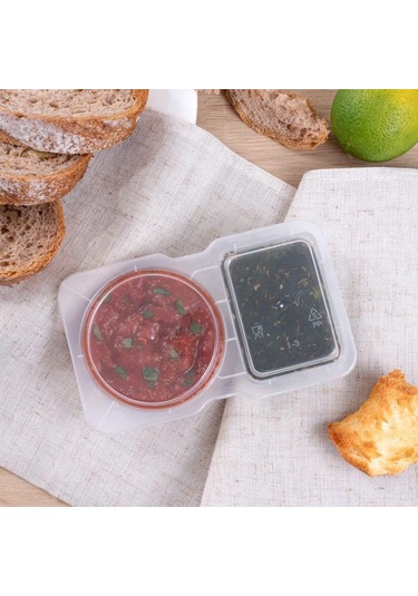 Yuntech01 5'li Paket 2 Bölmeli Yemeklik Kutular - 130ml, Isı Dayanımı +120 C/-20 C, Sağlam Malzeme Şeffaf